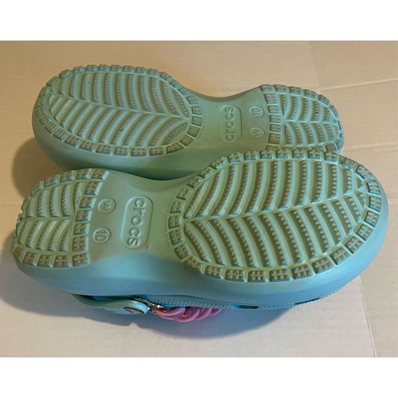 Crocs shoes Platform shoes Crocs Teal w/ charms sz 10 - Picture 6 of 7
